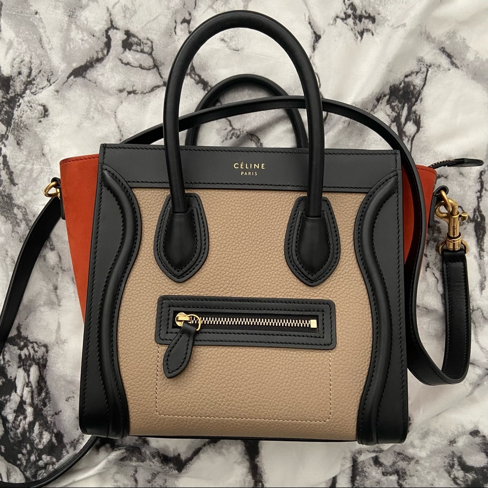 🔴SOLD🔴 Celine Tri-Color Nano Luggage Bag Drummed Calfskin